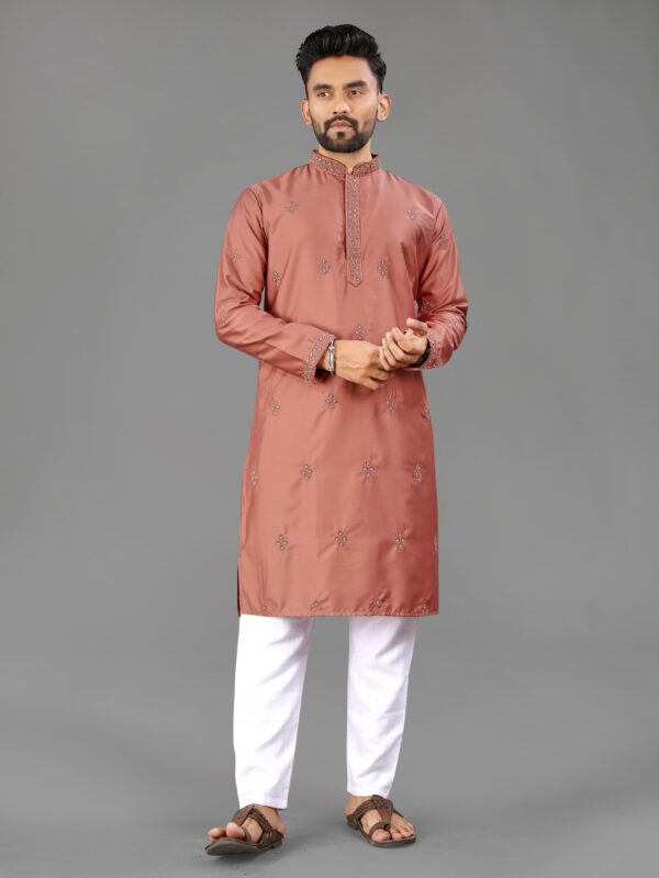 Classic Designer Kurta for Men made from soft cotton with elegant Val-Moti Butta work. Comfortable, stylish and perfect for weddings, festivals, parties and traditional occasions.