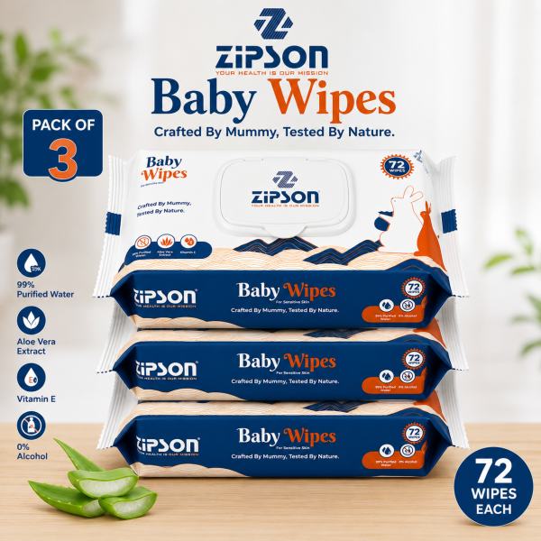 ZIPSON Baby Wet Wipes Pack of 3 with 72 wipes each