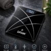 ZIPSON black digital personal weighing scale with backlit LED and temperature display