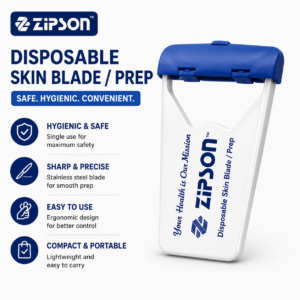 ZIPSON disposable skin prep razor with ergonomic grip and protective cap