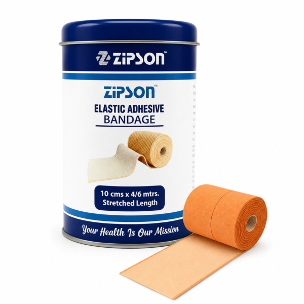ZIPSON elastic adhesive bandage 10 cm by 4/6 m with branded tin pack