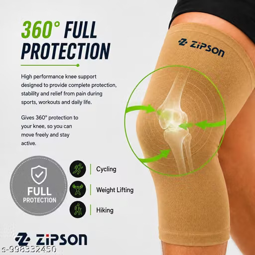 ZIPSON Knee Cap for Men & Women | Knee Support for Pain Relief | Compression Knee Sleeve for Gym, Running, Sports & Arthritis Knee Protection - Image 2